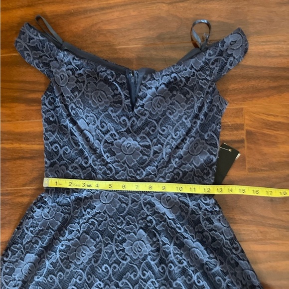 Jodi Kristopher Denim Blue Lace Dress Size 3 - Picture 8 of 10